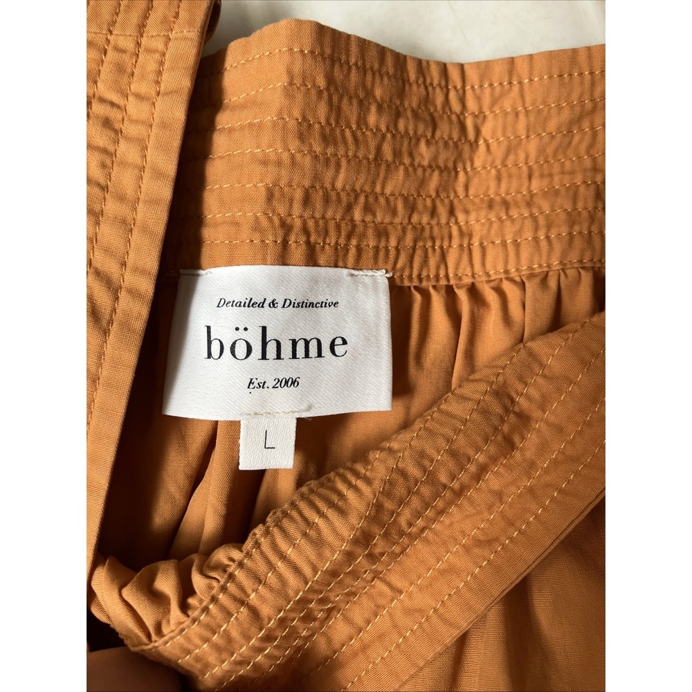 Böhme Womens Tiered Puff Sleeve Sewn Square Neck Midi Dress Orange Large - Picture 4 of 6